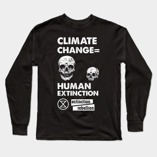 extinction rebellion climate change skull art Long Sleeve T-Shirt